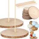 Canlierr 12 Pcs 9-10 Inch Large Pre Drilled Wood Slices with 12 Sticks Natural Rustic Wooden Slices DIY Craft for Christmas Birthday Wedding Gender Reveal Party Table Decorations