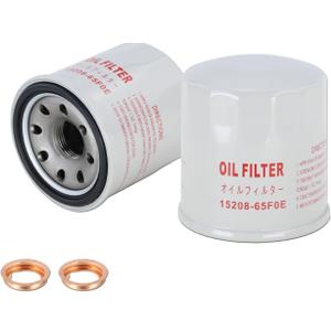 Kefly 15208-65F0E Engine Oil Filters Fits for Nissan Rogue Altima Frontier Pathfinder Kicks Infiniti, with Drain Plug Gasket 11026-JA00A (2 PCS)