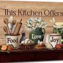Country Kitchen Food Still Life Canvas Wall art Vintage Rustic Farmhouse This Kitchen Offers Food Love and Joy Painting Picture Wall Decor Poster Print Artwork for Dining Room Home Decoration (24L" x 16W", Kitchen-Canvas)