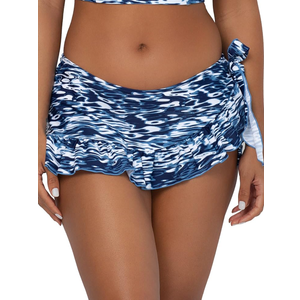 Smart & Sexy Women's Ruffled Side-Tie Swim Skirt Bikini Bottom – Built-in Swimwear Coverup (Small, Fluid Fantasy Print)