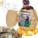 Refasy Electronic Piggy Bank for Kids Dinosaur ATM Piggy Bank Password Cash Coin Can Money Bank Kids Toy with Music, Easter Birthday Gifts for Boys Girls 3 4 5 6 7 8 9 10 11 12 Year Old (Brown)