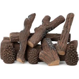 Stanbroil Large Ceramic Gas Logs, 9 Piece Set of Decoration Ceramic Wood Logs for All Types of Ventless, Gel, Ethanol, Electric, Gas Inserts, Propane, Indoor or Outdoor Fireplaces & Fire Pits