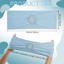 150 Pack Spandex Stretch Chair Sashes Bows, Elastic Stretch Chair Cover Bands Ties with Buckle Slider for Wedding Party Ceremony Reception Event Banquet Decoration (Sky Blue)