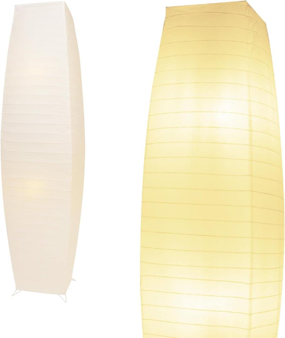 Paper Lamp Floor, Japanese Lamp with Rice Paper Lantern Shade, Minimalist Style Corner Floor Lamp for Bedroom, Office& Living Room(1 Pack) (Square Round)