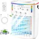 2026 New 1500ML Small Portable Air Conditioner, Portable AC for Car, Cooling Fan for Bedroom with 3 Modes & 3 Speeds, 7-Color LED Light & Remote Control for Office, Camping & Travel (1PCS)