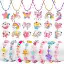 Kids Jewelry for Girls 4-6, Little Girls Play Jewelry Set for Toddlers Age 3-5 6-8, Childrens Princess Costume Dress Up Necklace Bracelets Rings, Unicorn Birthday Gifts for 3 4 5 7 6 8 Year Old