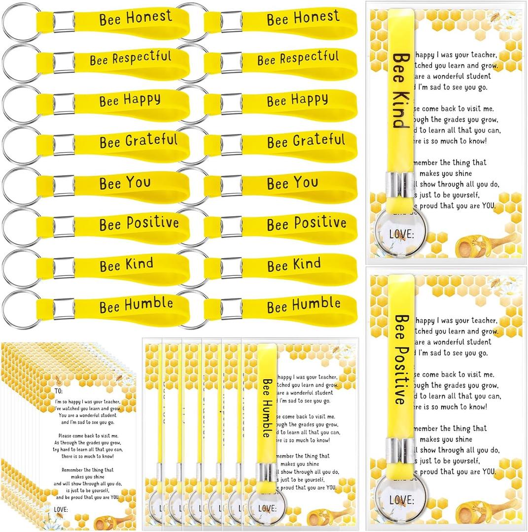 Back to School Gifts for Students from Teacher Inspirational Bee Keychain Cards Bee Student Gift