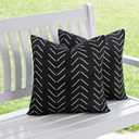 Adabana Outdoor Waterproof Throw Pillow Covers 16x16 Inch Black and White Decorative Geometric Pillows Cover Set of 2 for Patio Garden Porch