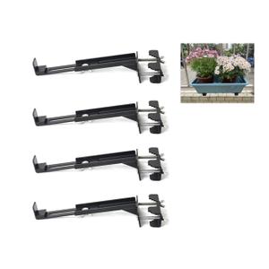 Balustrades Flower Box Supports, Planter Box Supports, Window Box Supports (6-9 Inches)，for Balustrades, Terraces, Decks, Balconies, Fences (Black 4 Pack)