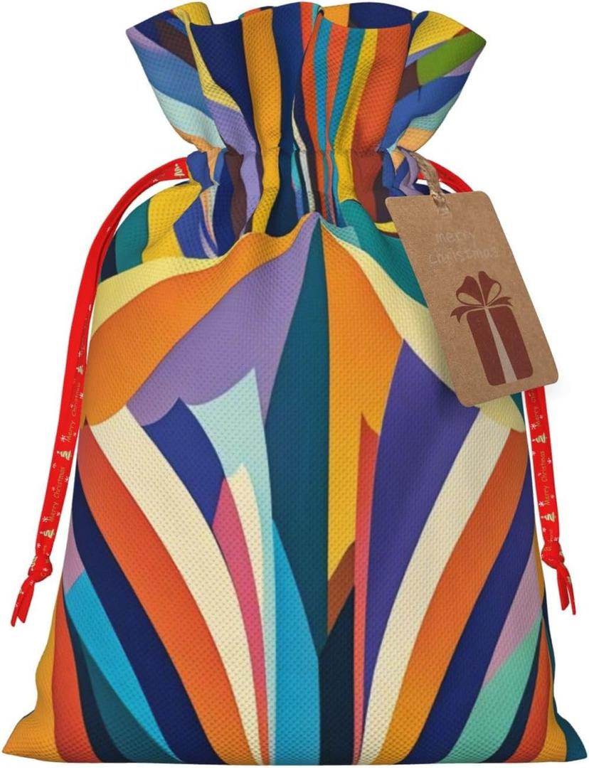 Gjgdbxdw Christmas Gift Bags with Patterns of Light Print,Drawstring Gift Bag for Storing Candies and Snacks for Festivals Medium