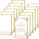 MaxGear 5x7 Gold Acrylic Sign Holder 12 Pack, Gold Table Number Holders, Mini Frames Double Sided Acrylic Picture Frames Photo Stand, Clear Menu Flyer Stand for Wedding, Home, Restaurant