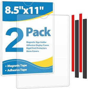 VAIIGO Magnetic Sign Holder Wall Mount 8.5 x 11, Plastic Door Display Frame for Fridge Window, 2Pack