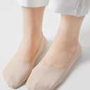 No Show Socks for Women, Non Slip Nylon Thin Footies Invisible Silky Low Liner Socks for Loafers Flats 6 Pairs