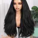 FAVE 26 Inch V Part Wig Glueless Layered Yaki Curly Half Wigs for Black Women Lightweight Synthetic Wigs Heat-Resistant Hair Replacement Wig Wear And Go