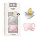 BIBS Couture Baby Pacifier 2-Pack | Made in Denmark | BPA Free Dummy Soother, Anatomical Nipple. Natural Rubber Latex, Size 1 (0-6 Months), Haze / Blossom