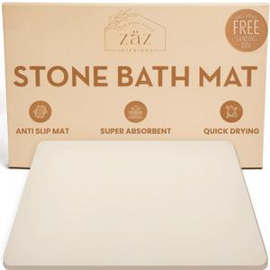 Stone Bath Mat for Bathroom Quick Drying, Non-Slip Shower Mat Super Absorbent Bath Stone Mat Water Absorbing Bathmat, 23 x 15, Swiss Coffee
