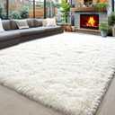 Area Rugs 9x12 for Living Room, Ultra Soft Fluffy Rugs for Bedroom, Non-Slip Furry Large Rug for Teen Girls and Boys, Nursery Kids Room Dorm Home Decor, High Pile Plush Floor Carpet, Cream White