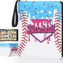 Pasimy 900 Pockets Baseball Card Binder for Trading Cards 9 Pockets with 50 Removable Sleeves 3 Ring Baseball Card Holder Binder with Zipper for Sport Collection Book Storage Album Organizer (13.39 x 11.42 Inch, Blue)