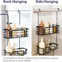 SWTYMIKI Shower Caddy Hanging Organizer - Over the Door Shower Caddy with Soap Holder, 11 Hooks, 2 Installation Ways, Stainless Steel Rustproof Bathroom Organizer, Black