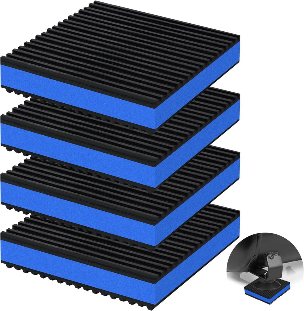 4P Anti Vibration Pads 4'' X 4'' X 7/8" Sound Isolation Ribbed Rubber Mats With EVA Center, Heavy Duty Vibration Isolation Pads for Air Compressos, Conditioner, Treadmill, HVAC Washer Dryer
