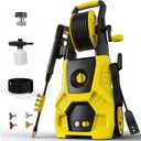 5000PSI PowerWasher with 4 Quick Connect Nozzles, Foam Cannon for Car, Lane, Patio Cleaning, Hydro Jet Pressure Hose Water Wand for Gutter Patio Car Garden Window, Yellow