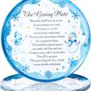 Sliner Set of 4 Christmas Giving Plates 10 x 10 Inch Snowman Plates with Snow Trim and Warm Words Holiday Decorative Plate for Sharing Love and Treats Xmas Gifts