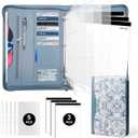 Padfolio Portfolio Folder Binder-Organizer Planner Notebook Zippered Portfolio Padfolio for Women & Men with Document Sleeve,Letter/A4 Size Clipboard,Business Card Holders (Blue Flower)