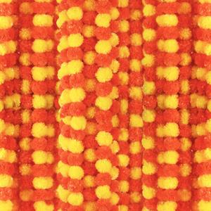 6 Pcs - 5 Feet Marigold Garland Indian American Wedding Party Mantle Decoration, Dia de Los Muertos Faux Garlands Diwali Decoration, Spring Bush Floral Dark Dark Orange, Yellow
