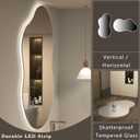 OKPAL Irregular Backlit Bathroom Mirror with Lights 40 x 24, Asymmetrical Cloud Led Lighted Vanity Mirror for Wall, Anit-Fog, Dimmable, Memory Function (Horizontal/Vertical)