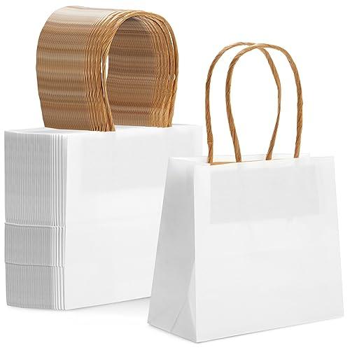 50 Pack Small Gift Bags With Handles, 6 x 5 x 2.5 Inch Thank You Bags for Baby Shower, Birthday Party