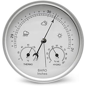 AMTAST 5.2" Diameter Dial Weather Station 3 in 1 Weather Station Combination Barometer Thermometer and Hygrometer Mechanical Barometer for Home Wall, Fishing Boat, Baby Room, Office