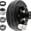 6 on 5.5" Trailer Brake Drum Kit Replaces for 5200-6000 lbs Axle Hub Heavy Duty, 6 Bolt Trailer Brake Hub Drum Fit for 12" X 2" Electric and Hydraulic Trailer Brake Assembly