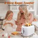 Aigostar Retro 2 Slice Toaster - Stainless Steel, Extra Wide Slots, Bagel Function, Cancel & Defrost, 6 Shade Settings, Removable Crumb Tray, White