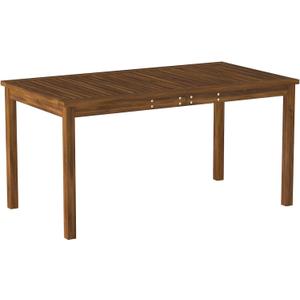 Walker Edison Dominica Contemporary Slatted Outdoor Dining Table, 34 Inch, Dark Brown Walker Edison Dominica Contemporary Slatted Outdoor Dining Table, 34 Inch, Dark Brown