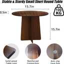 Wooden Coffee Side Table, Round End Tables Living Room, Small Round Side Table for Couch, Small Spaces, Bedroom, Bedside, Corner, Office, Nursery Circle Accent Tables, Rustic Walnut, 15.7 x 15.7 in
