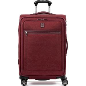 Travelpro Platinum Elite Softside Expandable Checked Luggage, 8 Wheel Spinner Suitcase, TSA Lock, Men and Women, Bordeaux Red, Checked Medium 25-Inch