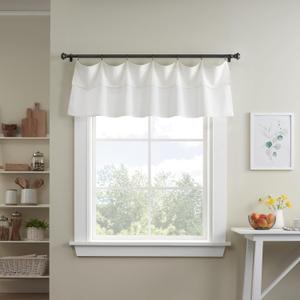 Mercantile Drop Cloth Valance, Light Filtering Ring & Tab Top, 16 in Long x 60 Wide, Farmhouse Single Window Valance, Kitchen, Bedroom, Living Room, Dining Room, Off White (60"W x 16"L (Pack of 1))