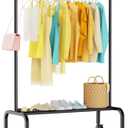 STARLATTA Rolling Clothing Racks for Hanging Clothes, Garment Rack for Clothes to Hang, Metal Portable Wardrobe Rack for Coats, Jackets, Shirts, Dress,Black