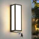 Motion Sensor Outdoor Wall Sconce LED 30W Aluminum - Black Modern Exterior Light Fixture, 3000K Warm,IP65 Waterproof Rectangular Porch Lighting,for Patio,Garage,Front Door