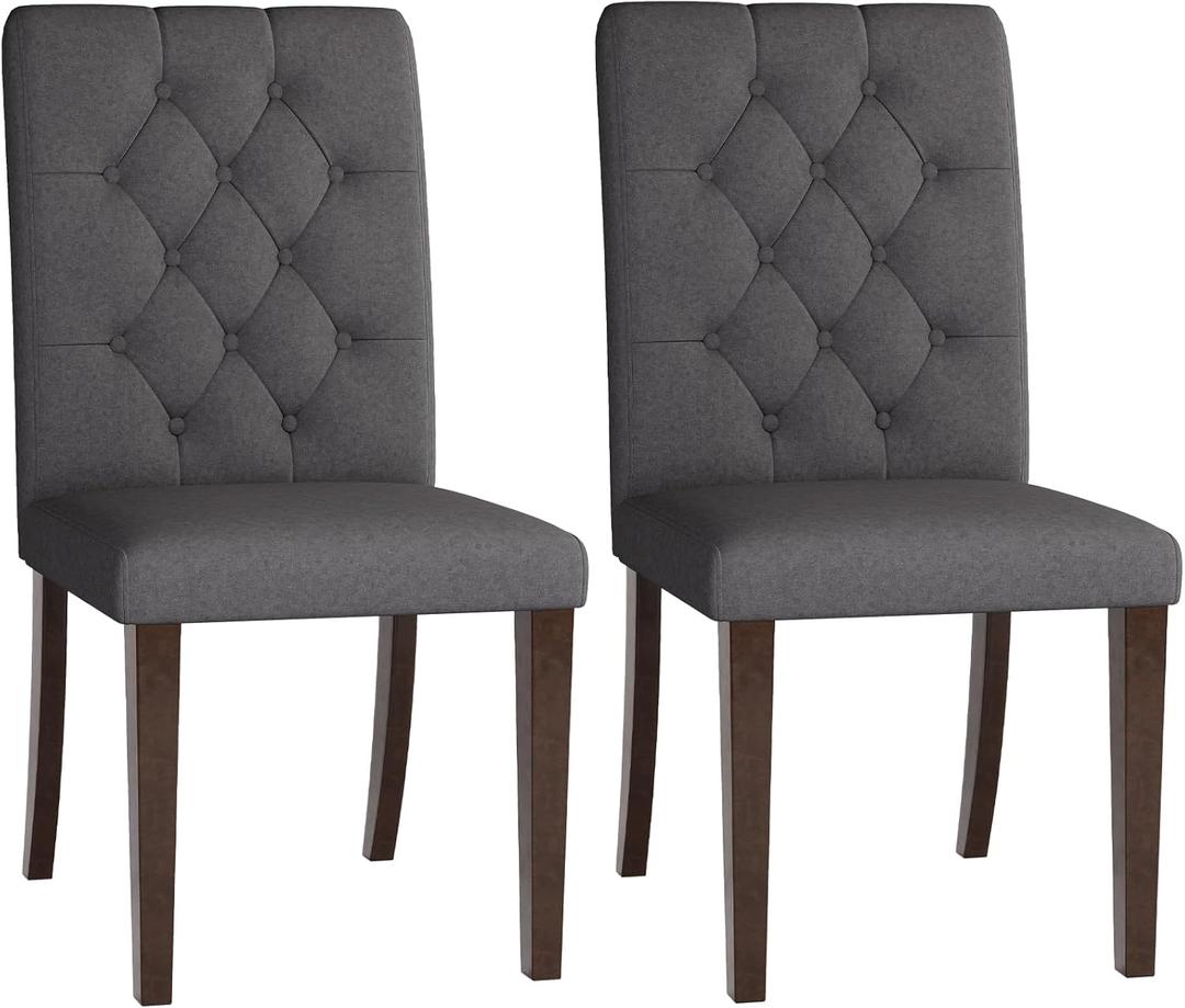 Tufted Dining Room Chairs Set of 2, High-end Dining Room Chair, Upholstered Side Stylish Kitchen Chairs, Diner Chairs with Solid Wood Legs (Charcol, Set of 2)