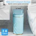 steo spce Bathroom Small Trash Can with Automatic Touchless Lid, 2.6 Gallon Smart Garbage Can Narrow Waterproof Trash Bin for Bedroom, Office, Living Room (Gold Blue)