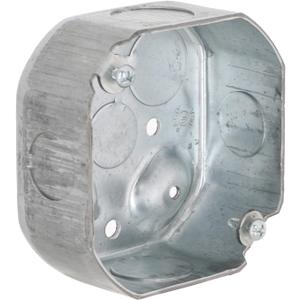Hubbell-Raco 127 Octagon Box, 4-Inch, Raised Ground 1-1/2-Inch Deep 1/2-Inch and 3/4-Inch Side Knockouts, 4 in, Gray Finish