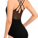 MOLLDAN Dance Leotard for Women Camisole Ballet Wear,Double Straps with Mesh Back,Chest Padded (Small, Black)