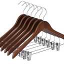 Ulimart Wooden Hangers with Clips 12 Pack Wooden Pants Hangers,Skirt Hangers with Adjustable Clips,Hangers for Pants,Jeans,Slacks,Shorts（Walunt）