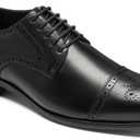 HEEZ Men's Dress Shoes, Classic Cap Toe Oxford for Men Non Slip, Comfortable Lace Up Derby Shoes for Formal Business Work Wedding Office Prom, Black Brogue, Size 10.5