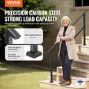 VEVOR Handrails for Outdoor Steps, 5 Step Stair Hand Rail Kit, Transitional Carbon Steel Railings with Installation Kit, Stair Rails for Seniors, Concrete Steps & Porch & Deck, Black Square Tube