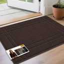 JSEI Entryway Rugs Doormat 24"x36", Non-Slip Dirt Trapper Door Mats Indoor, Washable Absorbent and Stain Resist Welcome Floor Mat for Front Door, Dog Door Mat, Dirty Wet Shoes & Paws, Brown