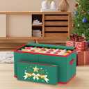 MODFUNS Christmas Ornament Storage Box Christmas Ornament Organizer Storage Box with Adjustable Dividers Fits 72 of 3 Inch Ornaments 600D Oxford Fabric Holiday Ornament Storage Container (Green)