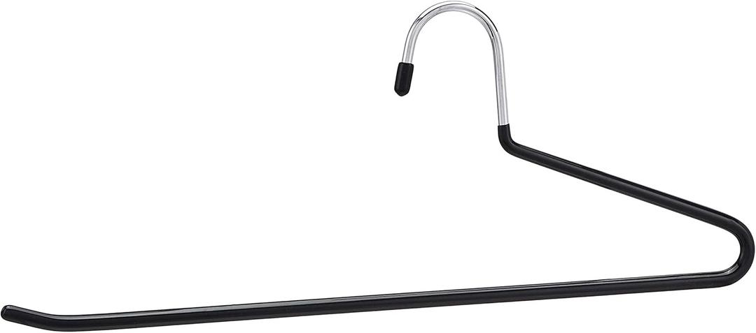 Amazon Basics Non-Slip Trouser/Slack Hangers, Pants Closet Organizer with Easy Slide Design, Metal with Rubber Coating, Black/Silver, 30-Pack