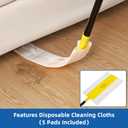 Qaestfy Under Appliance Cleaning Tool with Long Handle, 2 Reusable Microfiber Pads, 5 Disposable Dusting Cloths, Retractable Flat Gap Duster (30-63) for Behind Fridge, Washer, Bed, Furniture